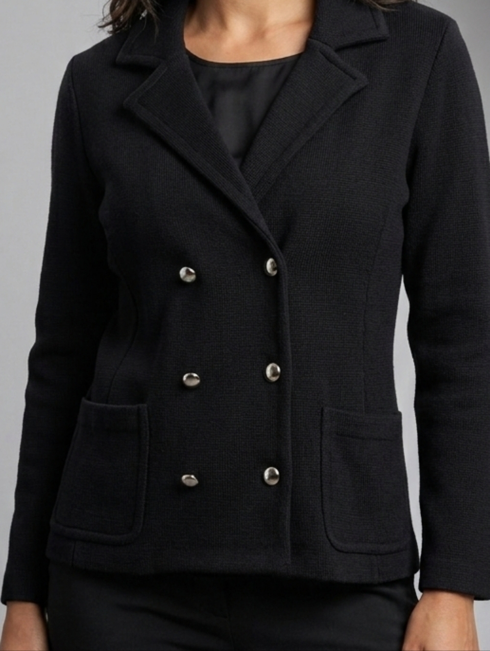 Elegant Black Double-Breasted Blazer #208